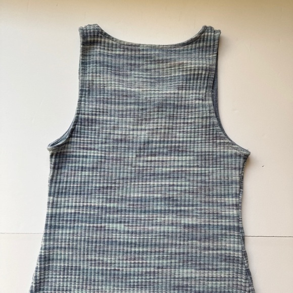 American Eagle AEO Dress Stretch Jersey Knit Ribbed Blue Heathered Comfy Sz L - Picture 12 of 13